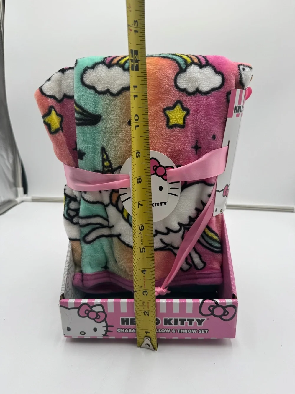 Hello Kitty Rainbow Unicorn Pillow Throw Blanket Set 40x50 13in NWT Sanrio